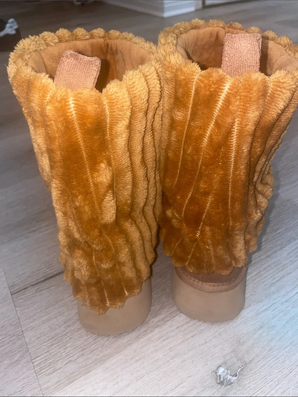 Cozy Faux Suede Ruffle Cuff Boots | Women’s Size 8